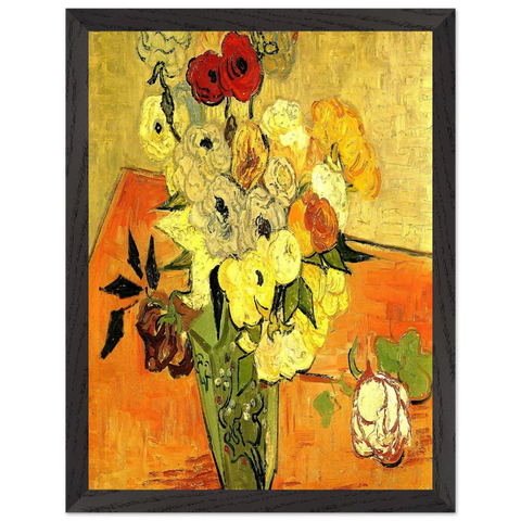 Japanese Vase with Roses and Anemones by Vincent van Gogh — Framed art print at Zephyeer