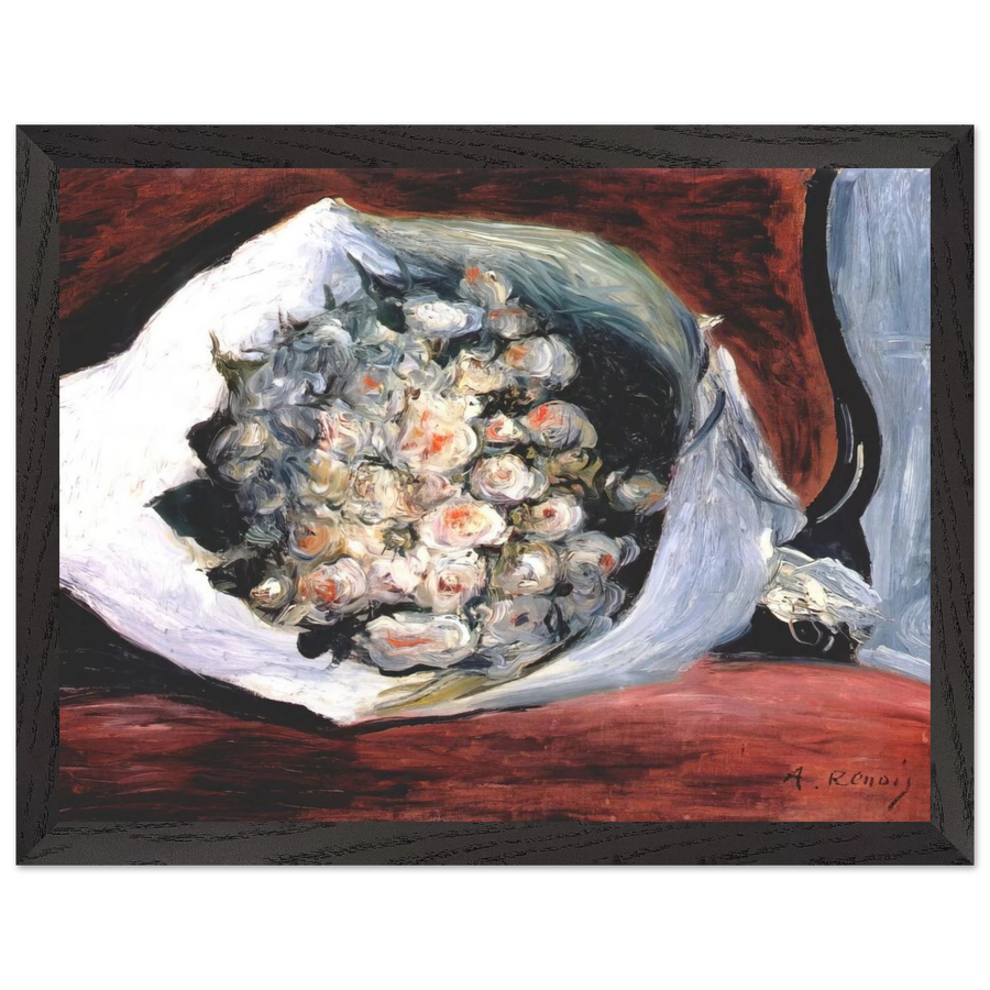 Bouquet in a theater box by Pierre-Auguste Renoir — Framed art print at Zephyeer