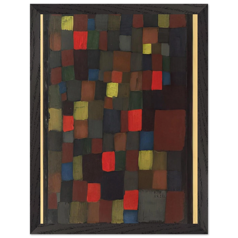 ABSTRACT COLOUR HARMONY IN SQUARES WITH VERMILLION ACCENTS 1924 by Paul Klee — Framed art print at Zephyeer