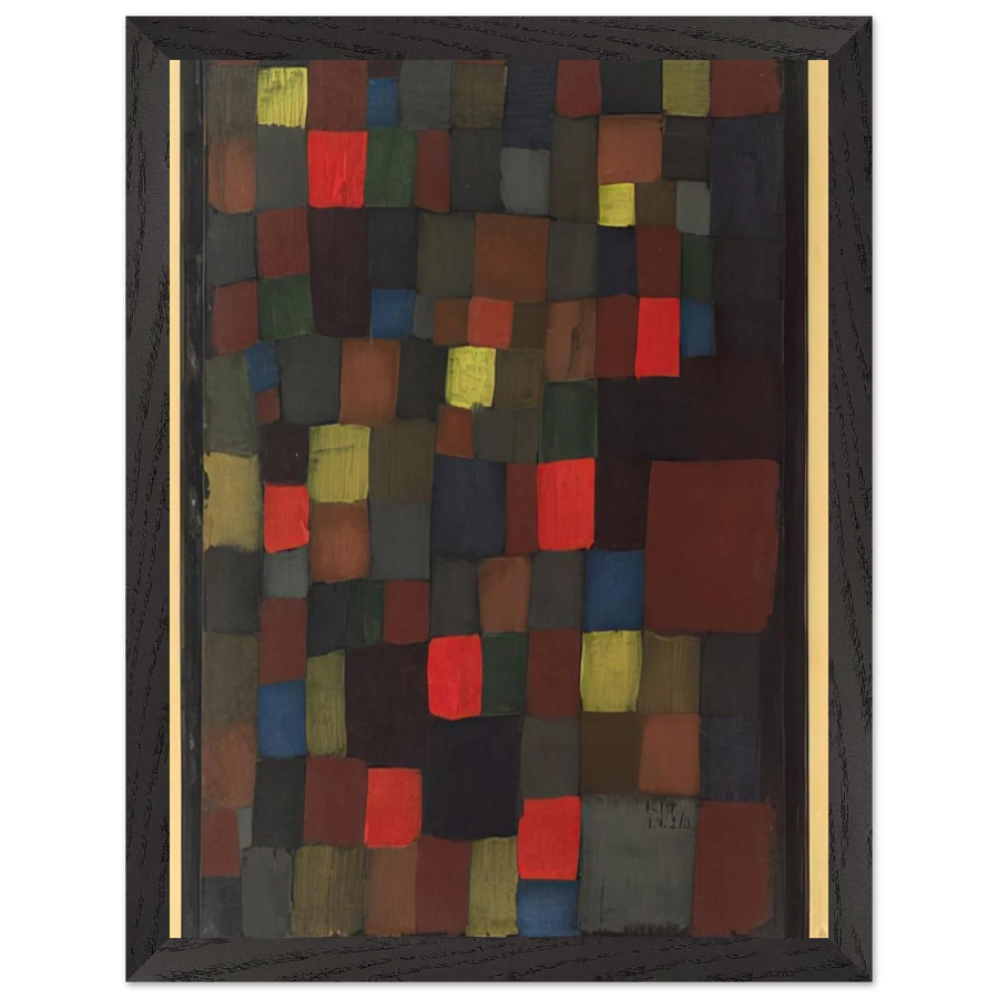 ABSTRACT COLOUR HARMONY IN SQUARES WITH VERMILLION ACCENTS 1924 by Paul Klee — Framed art print at Zephyeer
