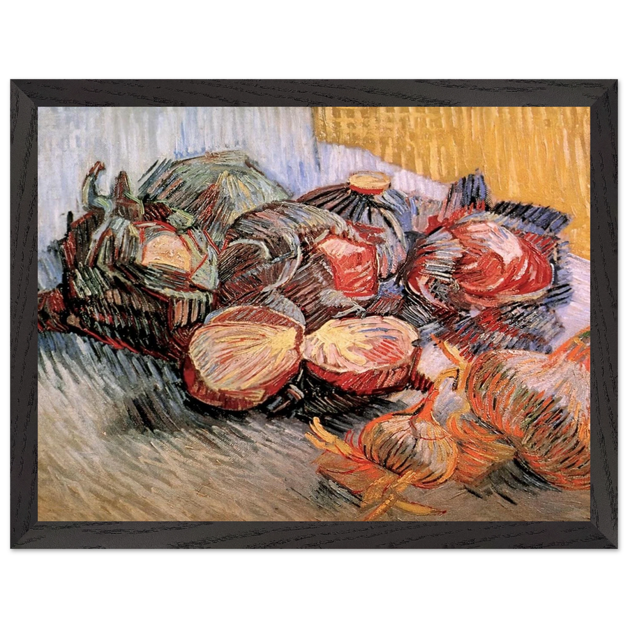 Still Life with Red Cabbages and Onions by Vincent van Gogh — Framed art print at Zephyeer