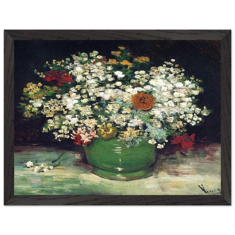 Vase with Zinnias and Other Flowers by Vincent van Gogh — Framed art print at Zephyeer