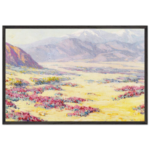 California Desert Wildflowers with Mountains Beyond by Benjamin Brown, framed poster