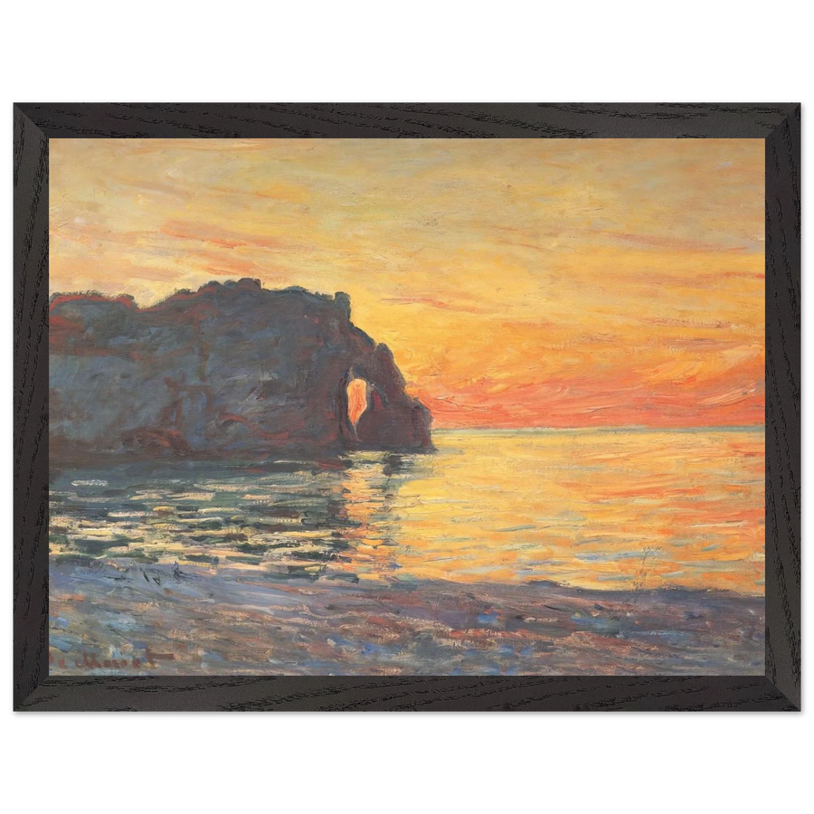 Etretat, Cliff of d`Aval, Sunset by Claude Monet — Framed art print at Zephyeer