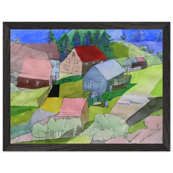 Häuser im Schwarzwald - Naïve Art Primitivism by Johannes Itten — Framed art print at Zephyeer