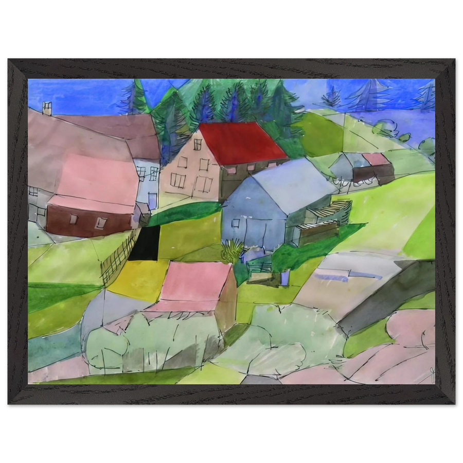 Häuser im Schwarzwald - Naïve Art Primitivism by Johannes Itten — Framed art print at Zephyeer