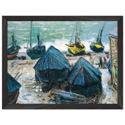 Boats on the Beach at Etretat by Claude Monet — Framed art print at Zephyeer