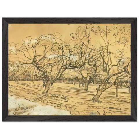 Orchard with Blossoming Plum Trees The White Orchard by Vincent van Gogh — Framed art print at Zephyeer