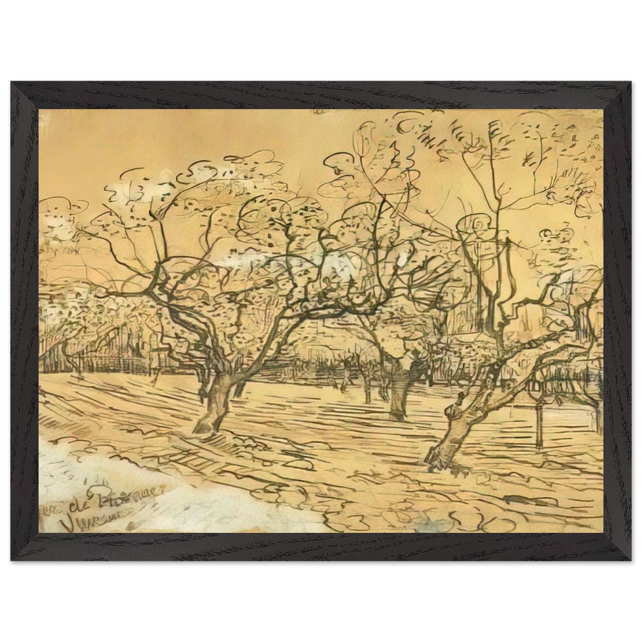 Orchard with Blossoming Plum Trees The White Orchard by Vincent van Gogh — Framed art print at Zephyeer