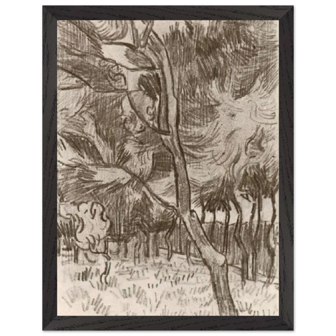 Pine Trees in the Garden of the Asylum by Vincent van Gogh — Framed art print at Zephyeer