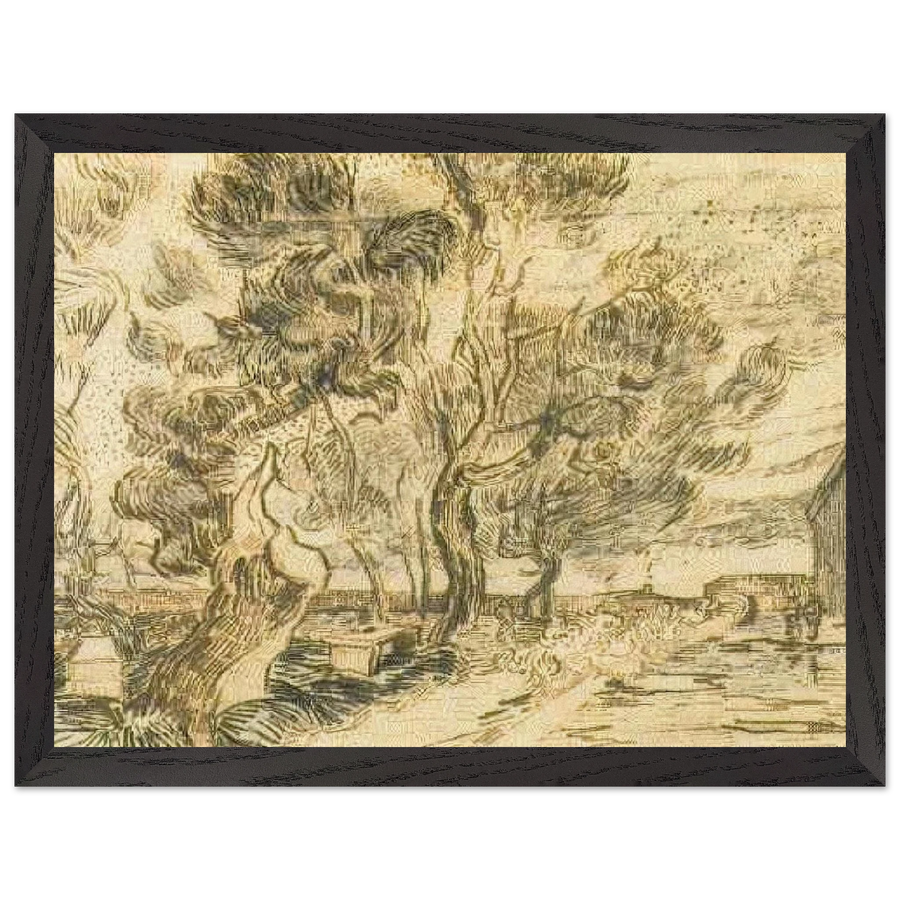 A Corner of the Asylum and the Garden with a Heavy, sawn-off Tree by Vincent van Gogh — Framed art print at Zephyeer