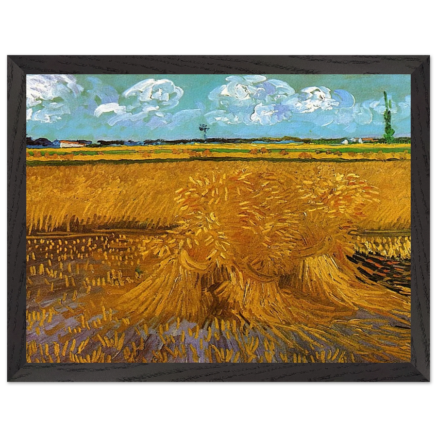 Wheatfield with Sheaves by Vincent van Gogh — Framed art print at Zephyeer