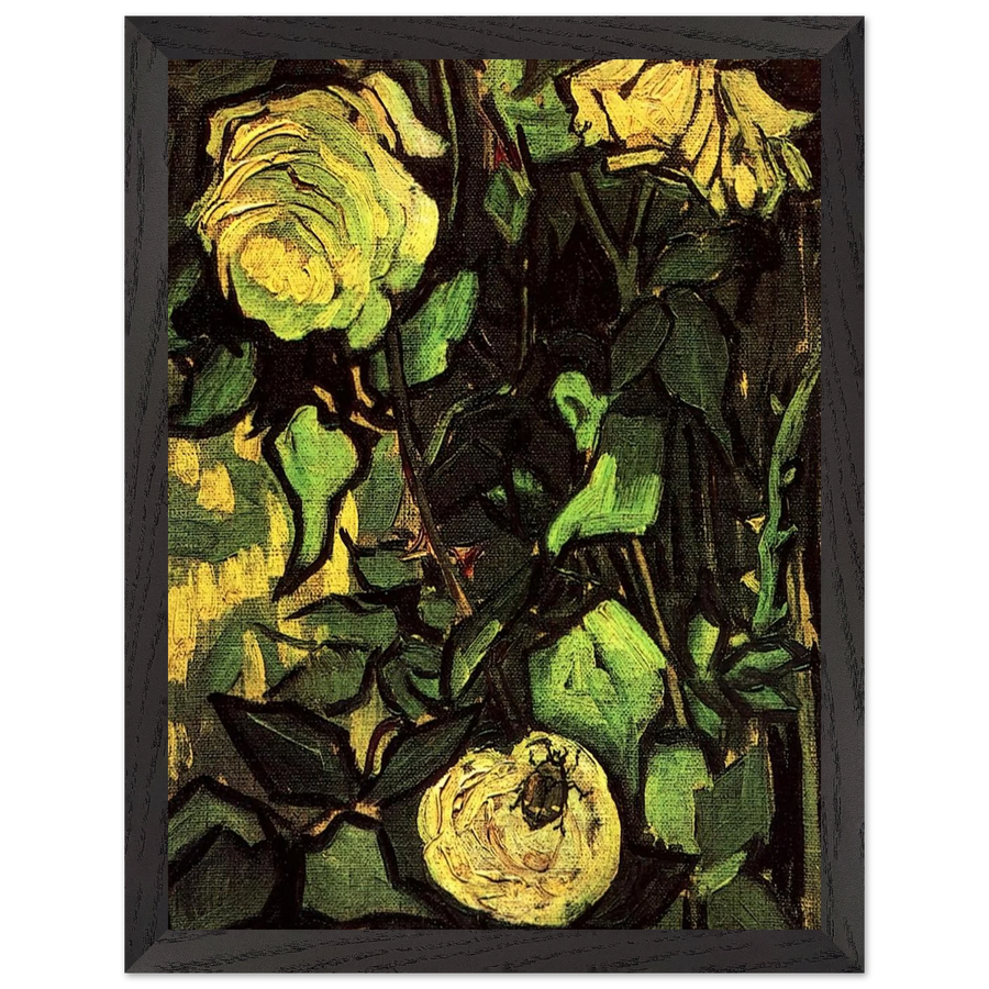 Roses and Beetle by Vincent van Gogh — Framed art print at Zephyeer