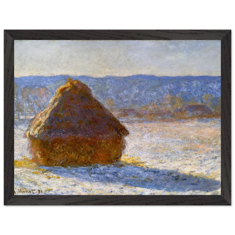Grainstack, Snow Effect, Morning by Claude Monet — Framed art print at Zephyeer
