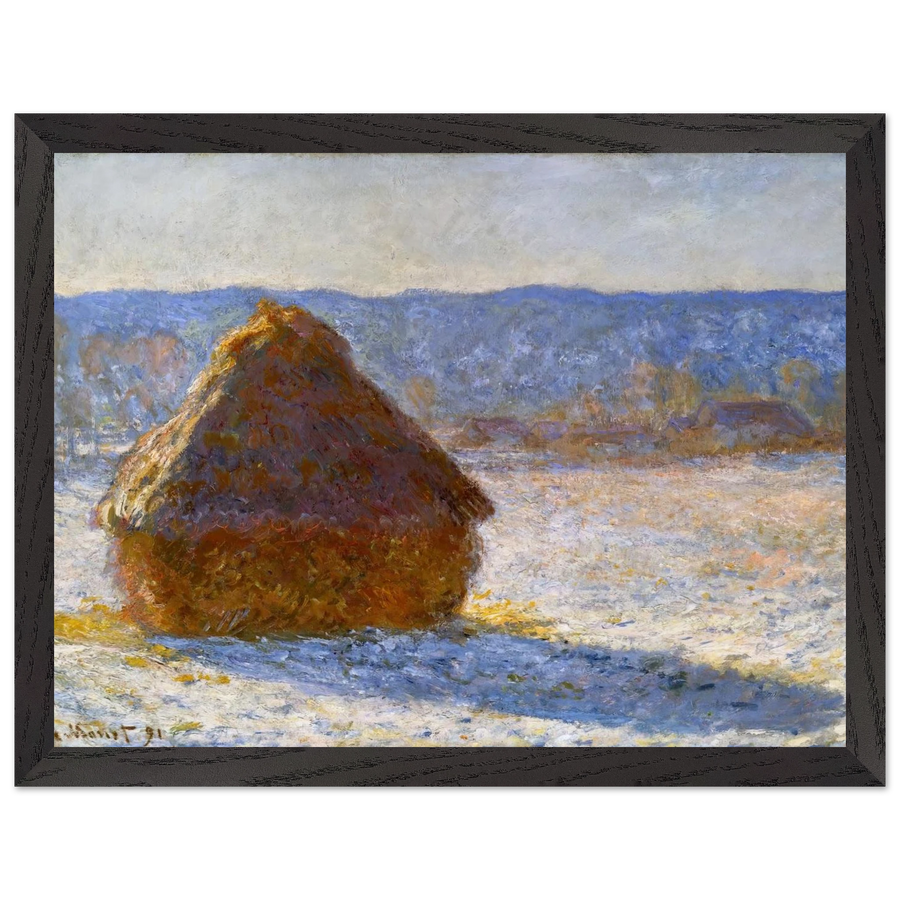 Grainstack, Snow Effect, Morning by Claude Monet — Framed art print at Zephyeer