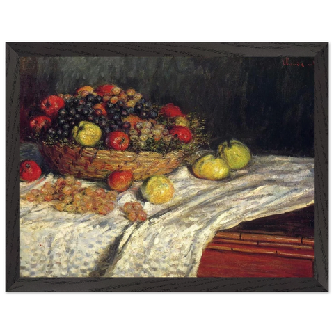 Fruit Basket with Apples and Grapes by Claude Monet — Framed art print at Zephyeer