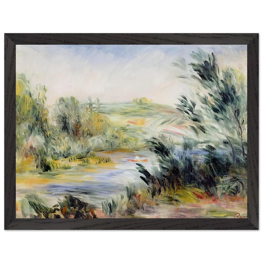 The Banks of a River, Rower in a Boat by Pierre-Auguste Renoir — Framed art print at Zephyeer