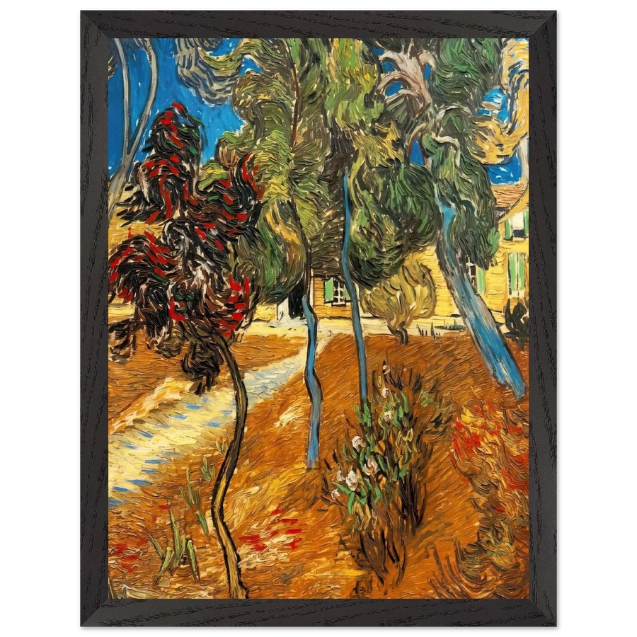 Trees in the Asylum Garden by Vincent van Gogh — Framed art print at Zephyeer