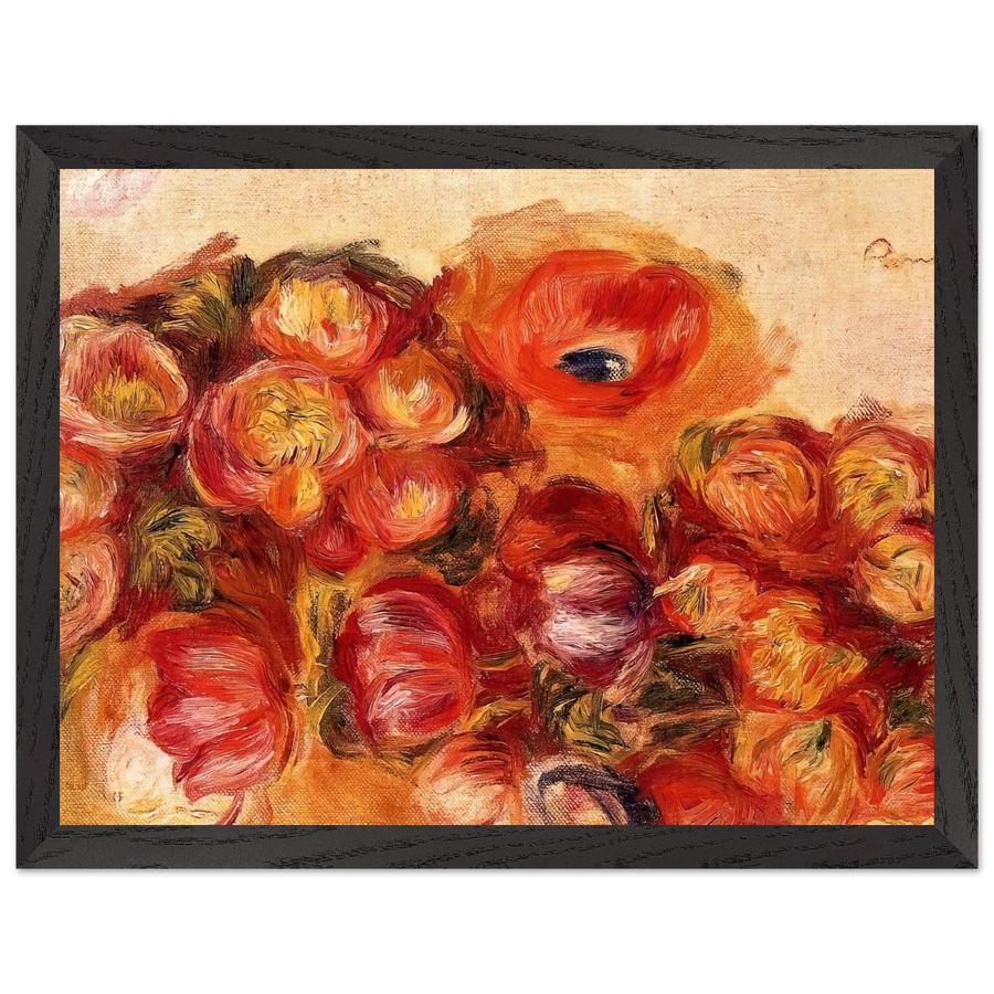 Study of Flowers Anemones and Tulips by Pierre-Auguste Renoir — Framed art print at Zephyeer