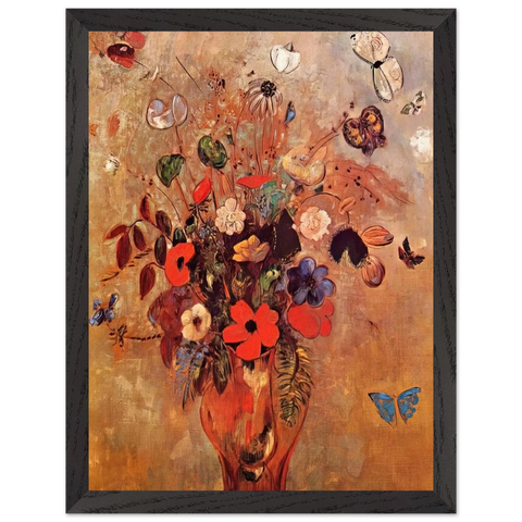 VASE WITH FLOWERS AND BUTTERFLIES by Odilon Redon — Framed art print at Zephyeer