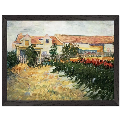 House with sunflowers by Vincent van Gogh — Framed art print at Zephyeer
