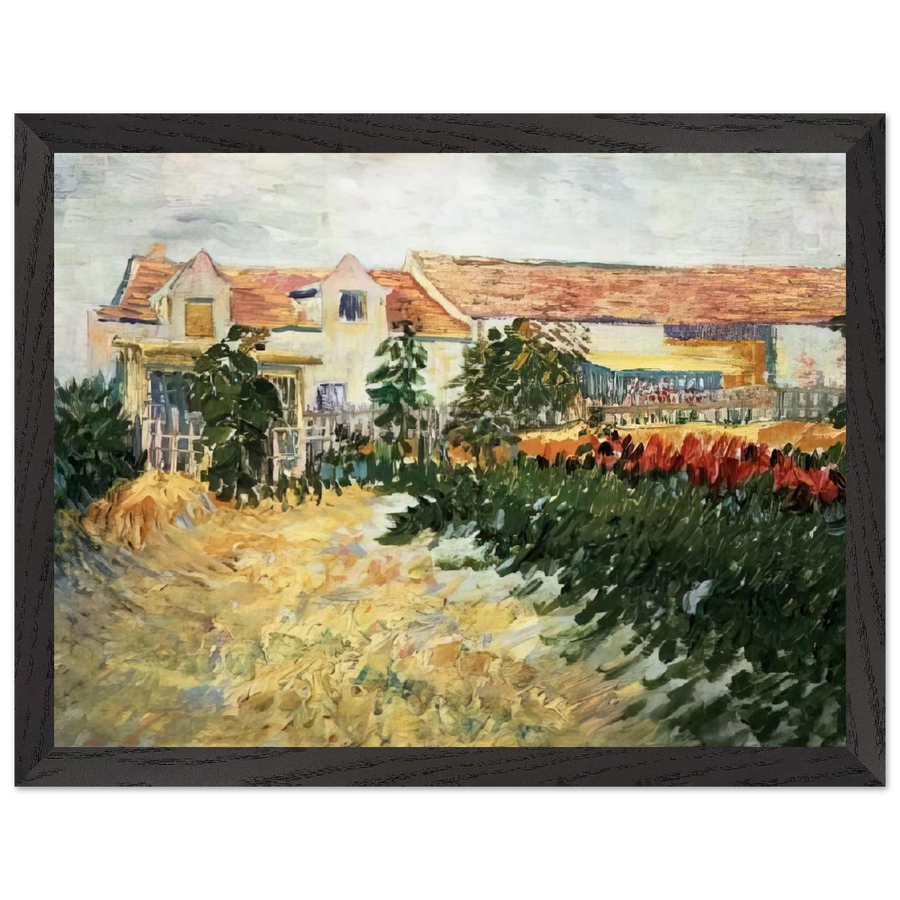 House with sunflowers by Vincent van Gogh — Framed art print at Zephyeer