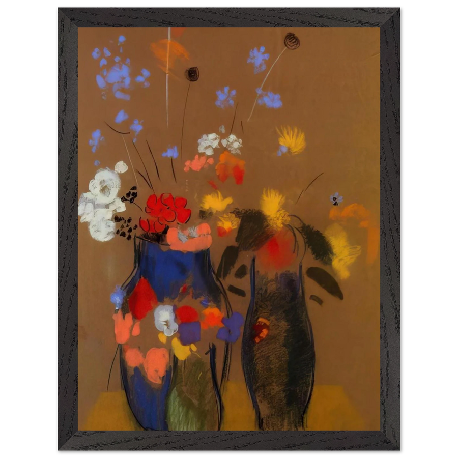 THREE VASES OF FLOWERS by Odilon Redon — Framed art print at Zephyeer