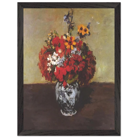 Dahlias In A Delft Vase by Paul Cézanne — Framed art print at Zephyeer
