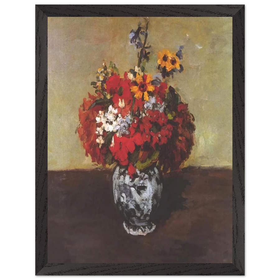 Dahlias In A Delft Vase by Paul Cézanne — Framed art print at Zephyeer