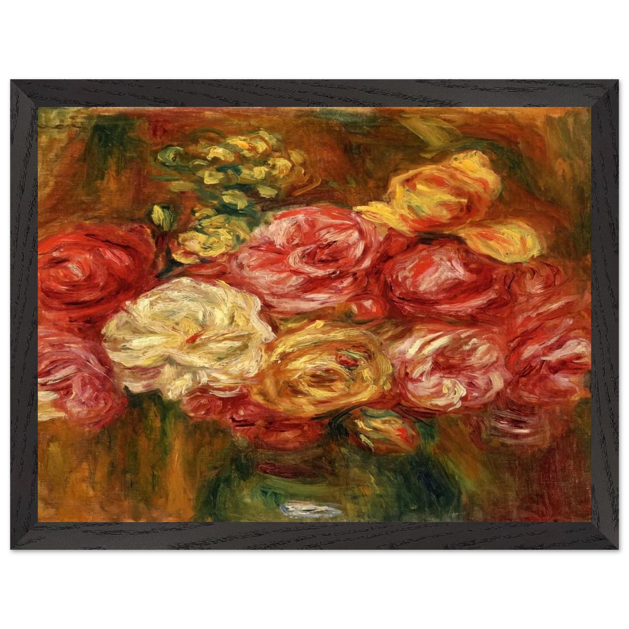 Bouquet of Roses in a Green Vase by Pierre-Auguste Renoir — Framed art print at Zephyeer