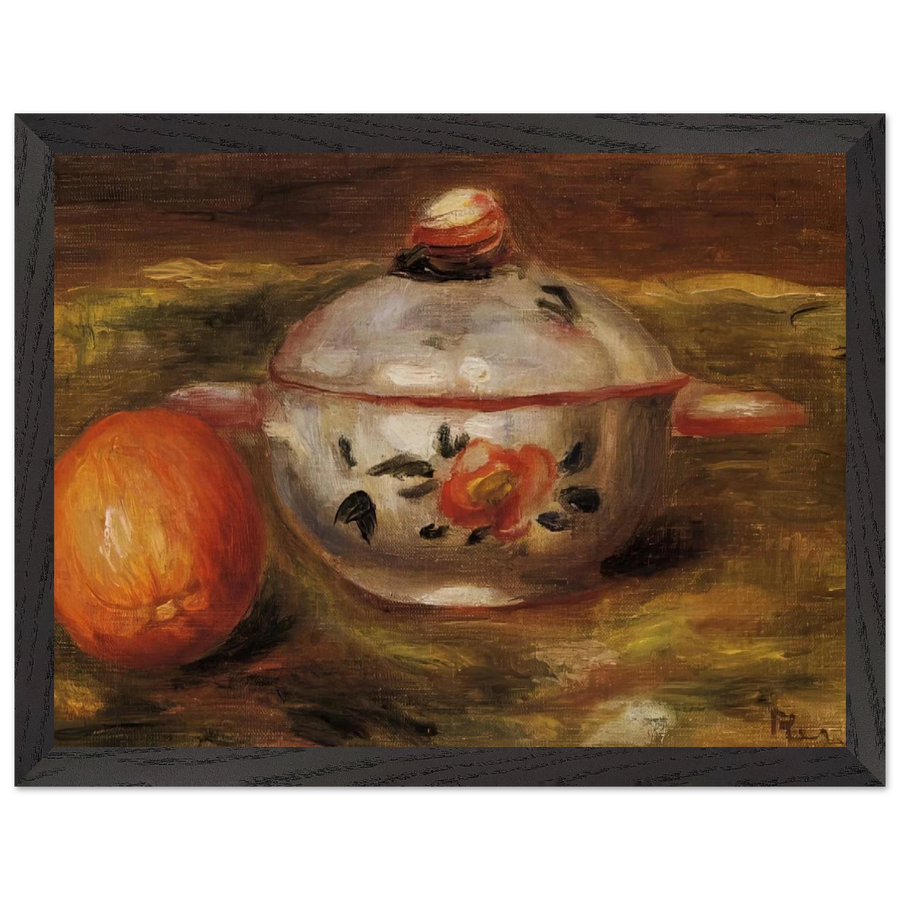 Still Life with Orange and Sugar Bowl by Pierre-Auguste Renoir — Framed art print at Zephyeer