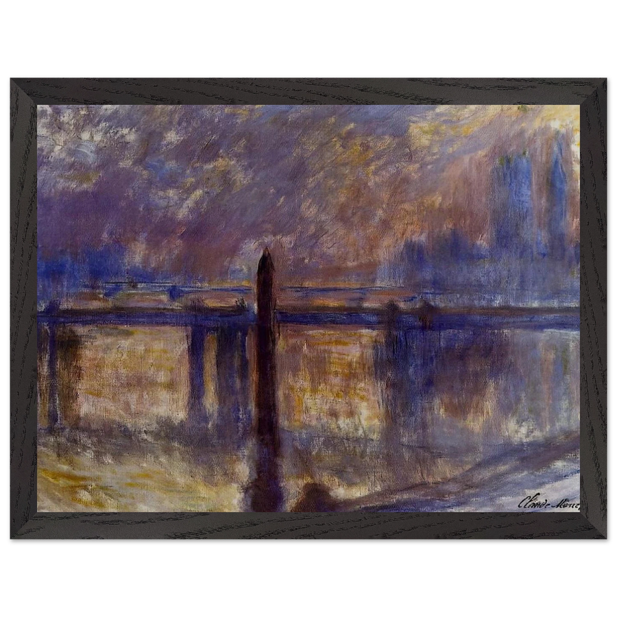 Charing Cross Bridge, Cleopatra's Needle by Claude Monet — Framed art print at Zephyeer
