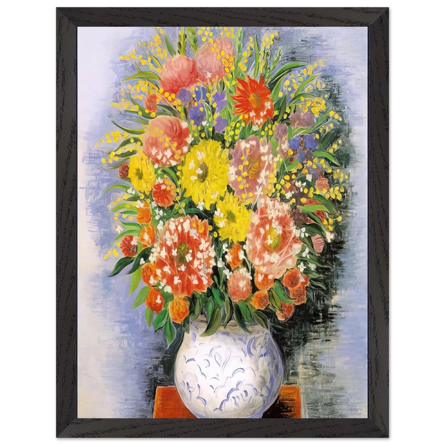 BOUQUET OF VARIOUS FLOWERS AND MIMOSA by Moise Kisling — Framed art print at Zephyeer