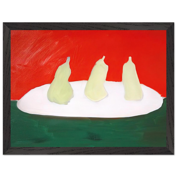 Nature morte, poires, fond vert et orange - Art Informel by Nicolas de Stael — Framed art print at Zephyeer