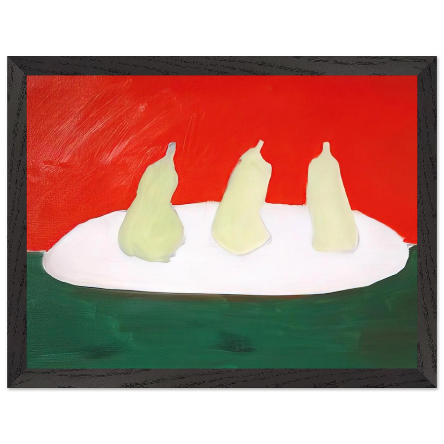 Nature morte, poires, fond vert et orange - Art Informel by Nicolas de Stael — Framed art print at Zephyeer