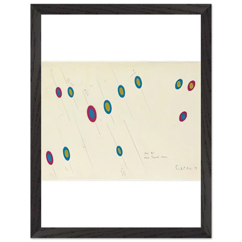 OVAL AXIS CERISE TURQUOISE OCHRE 1970 by Bridget Riley — Framed art print at Zephyeer