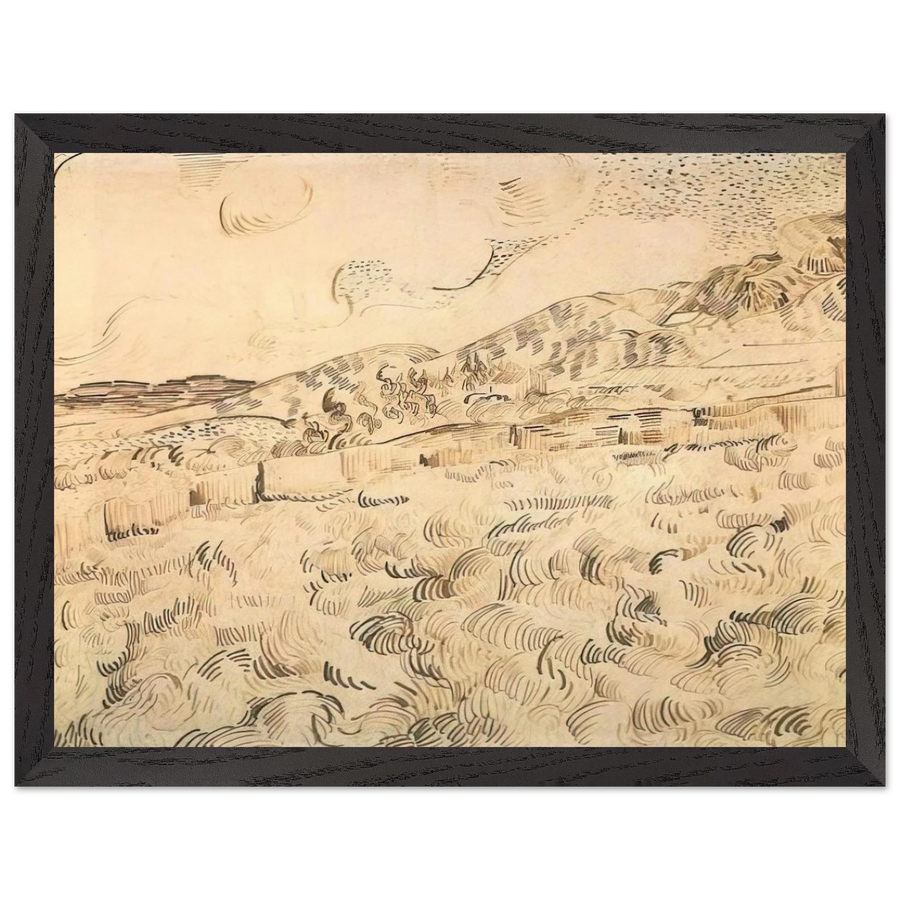 Mountain Landscape Seen across the Walls by Vincent van Gogh — Framed art print at Zephyeer