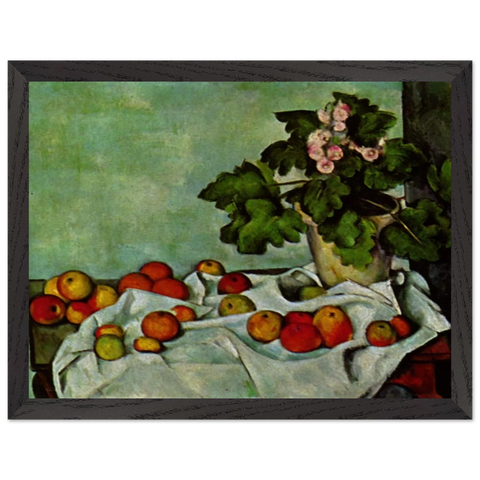 Still Life with Apples and a Pot of Primroses by Paul Cézanne — Framed art print at Zephyeer