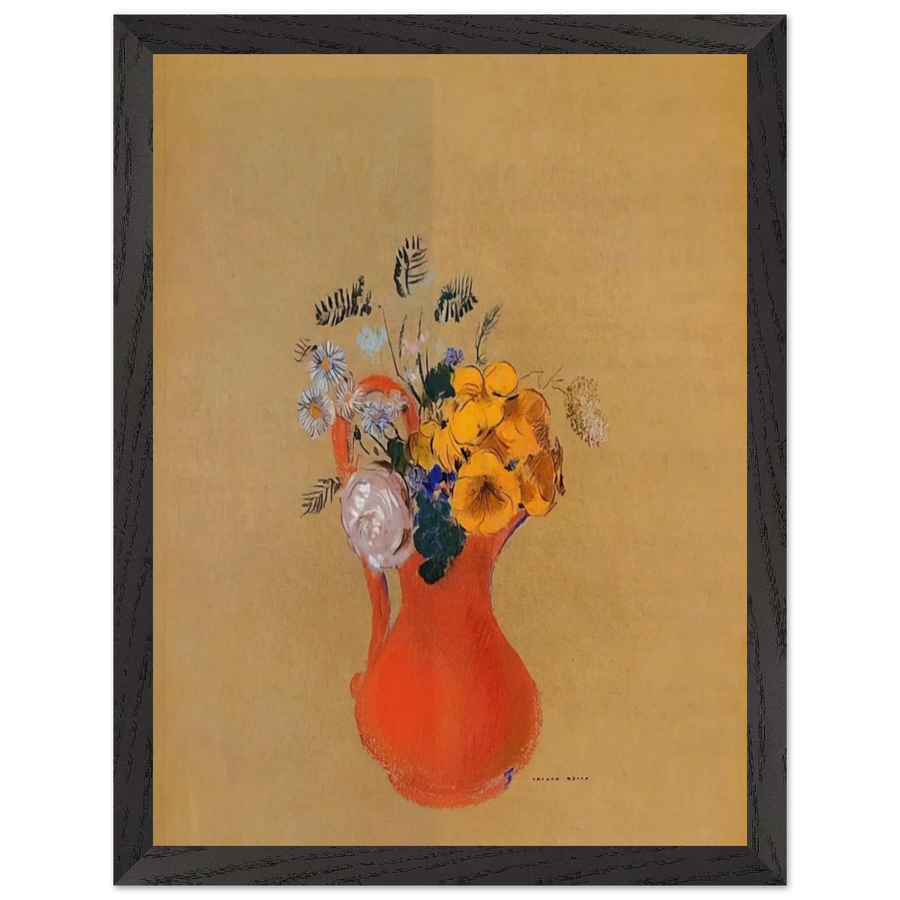 FLOWERS IN A RED PITCHER by Odilon Redon — Framed art print at Zephyeer
