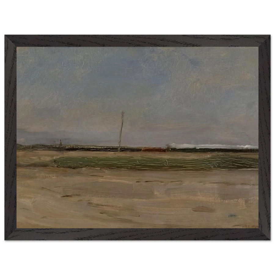 Polder Landscape with a Train and a Small Windmill on the Horizon by Piet Mondrian — Framed art print at Zephyeer