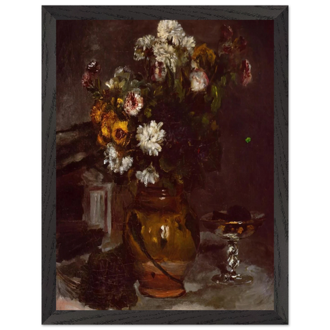 Flowers in a Vase and a Glass of Champagne by Pierre-Auguste Renoir — Framed art print at Zephyeer