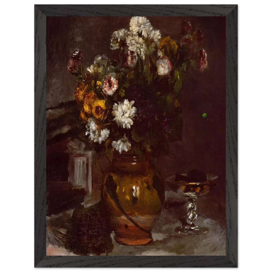 Flowers in a Vase and a Glass of Champagne by Pierre-Auguste Renoir — Framed art print at Zephyeer