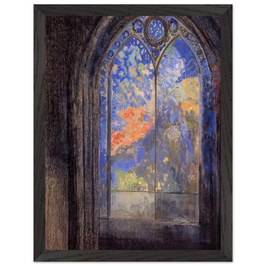 STAINED GLASS WINDOW THE MYSTERIOUS GARDEN by Odilon Redon — Framed art print at Zephyeer