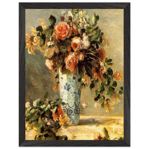 Roses and Jasmine in a Delft Vase by Pierre-Auguste Renoir — Framed art print at Zephyeer