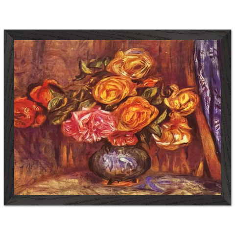 Roses Before the Blue Curtain by Pierre-Auguste Renoir — Framed art print at Zephyeer
