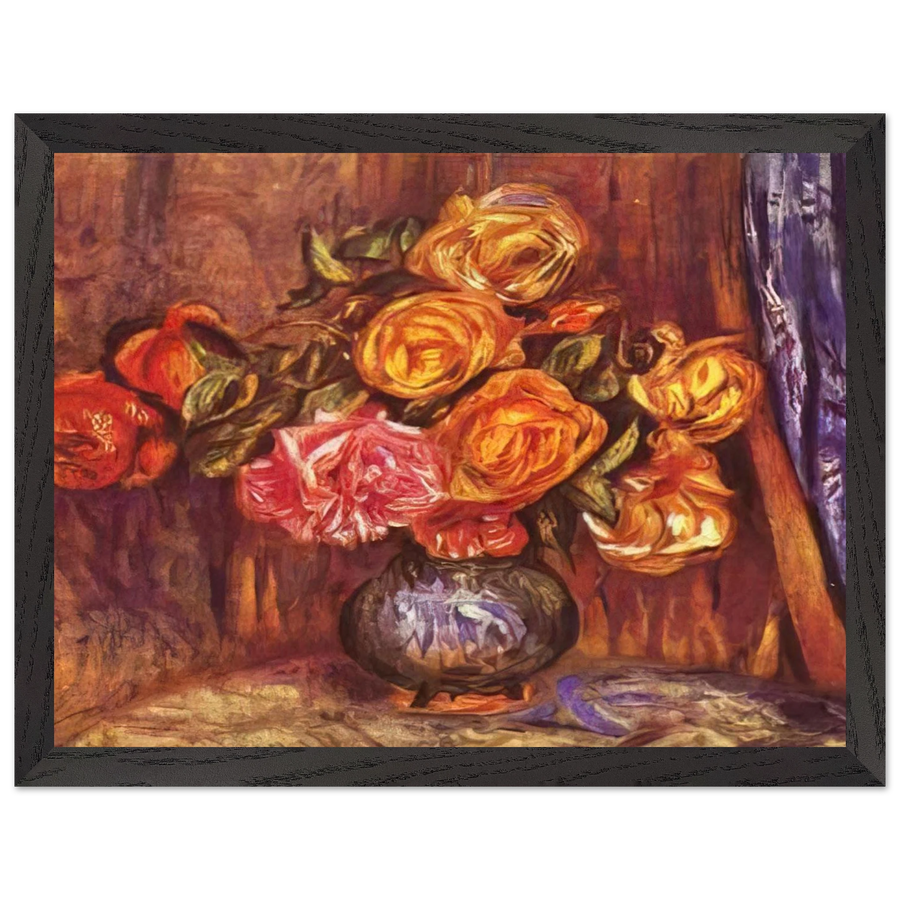 Roses Before the Blue Curtain by Pierre-Auguste Renoir — Framed art print at Zephyeer