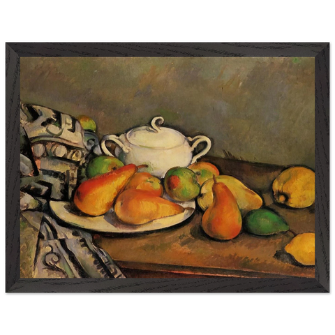 Sugarbowl, Pears and Tablecloth by Paul Cézanne — Framed art print at Zephyeer