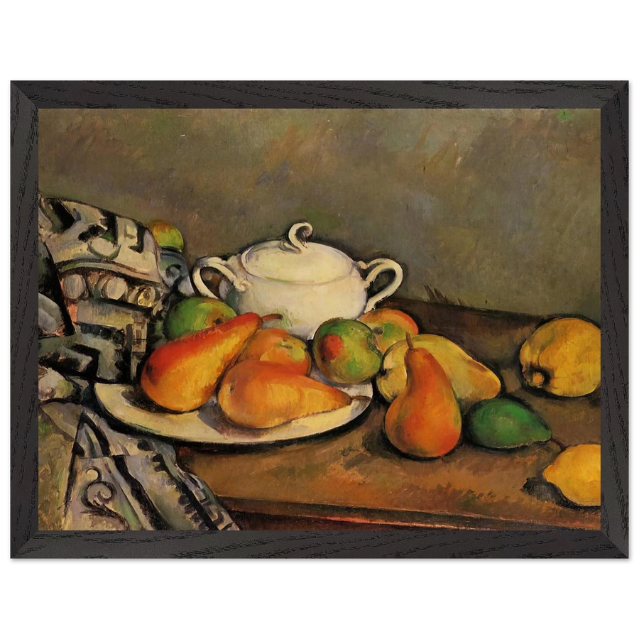 Sugarbowl, Pears and Tablecloth by Paul Cézanne — Framed art print at Zephyeer