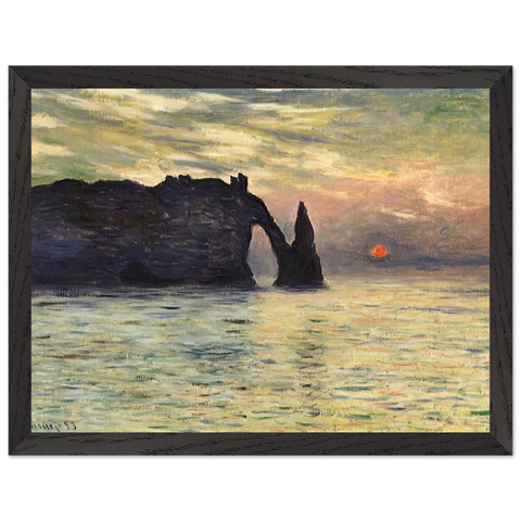 The Manneport, Cliff at Etretat, Sunset by Claude Monet — Framed art print at Zephyeer