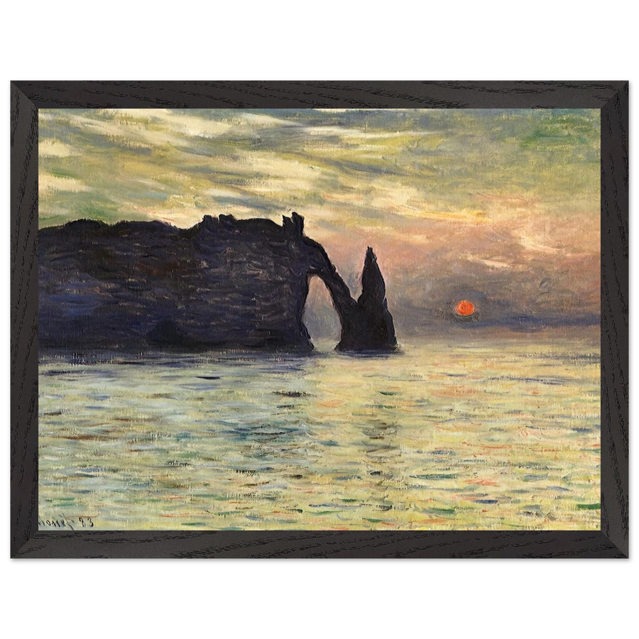 The Manneport, Cliff at Etretat, Sunset by Claude Monet — Framed art print at Zephyeer